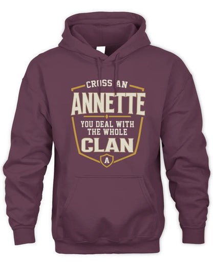 ANNETTE NT1-K008 Cross A/An NAME, You Deal With the Whole Clan | Personalized Vintage T-Shirt - Unisex Hoodie - Maroon