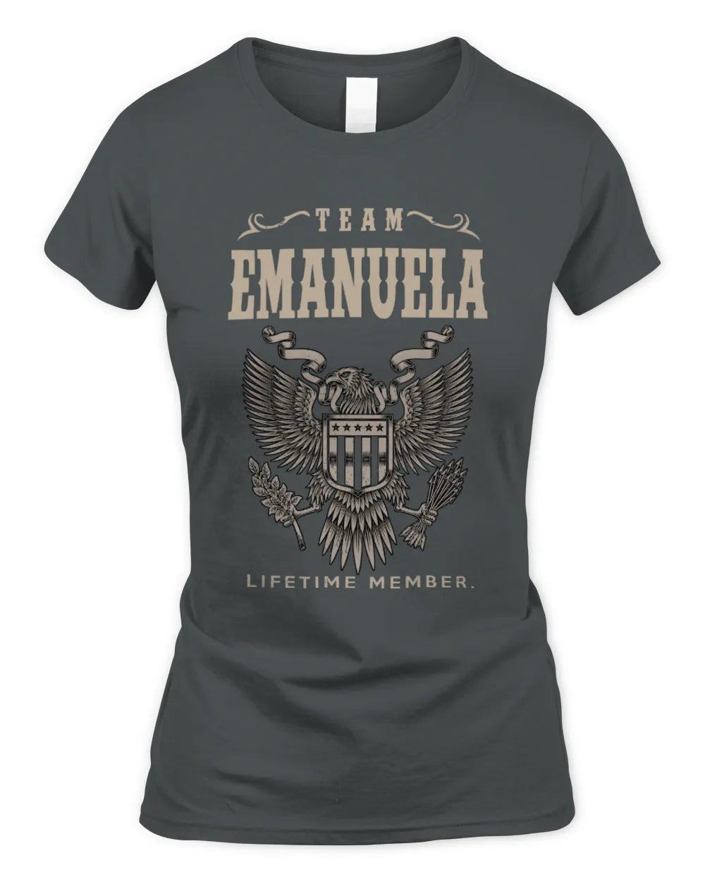 EMANUELA TP06-K82 – Personalized Classic Style Apparel “Team NAME Lifetime Member” - Women's Standard T-Shirt - Charcoal