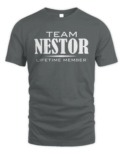 NESTOR BL62-K4-128 - Personalized “Team NAME Lifetime Member” - Unisex Standard T-Shirt - Charcoal