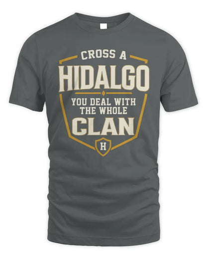 HIDALGO NT1-K008 Cross A/An NAME, You Deal With the Whole Clan | Personalized Vintage T-Shirt - Unisex Standard T-Shirt - Charcoal
