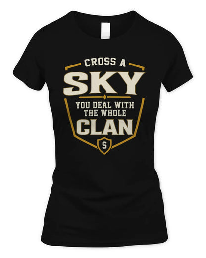 SKY NT1-K008 Cross A/An NAME, You Deal With the Whole Clan | Personalized Vintage T-Shirt - Women's Standard T-Shirt - Black