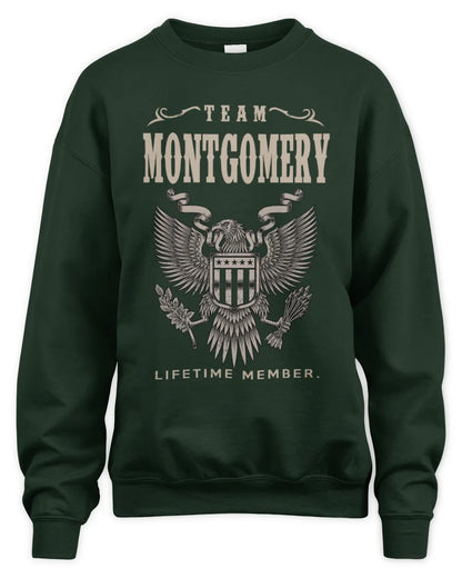 MONTGOMERY TP06-K82 – Personalized Classic Style Apparel “Team NAME Lifetime Member” - Unisex Sweatshirt - Forest Green