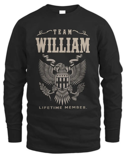 WILLIAM TP06-K82 – Personalized Classic Style Apparel “Team NAME Lifetime Member” - Men's Long Sleeved T-Shirt - Black