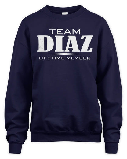 DIAZ BL62-K4-128 - Personalized “Team NAME Lifetime Member” - Unisex Sweatshirt - Navy