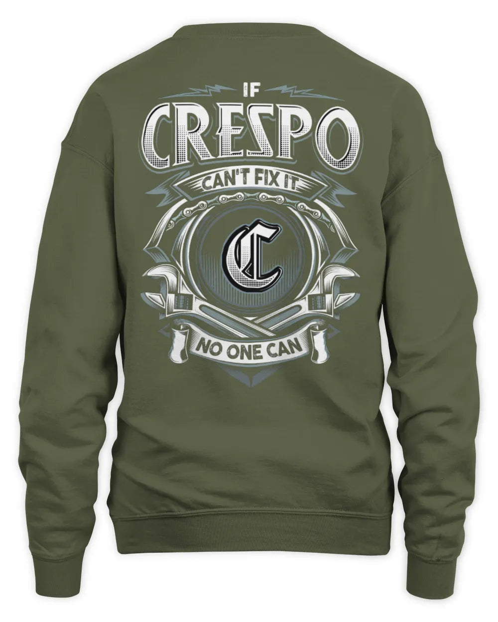 CRESPO AP81-K4-626 - Personalized Ahmed Quote Apparel “If Ahmed Can't Fix It, No One Can” - Unisex Sweatshirt - Military Green