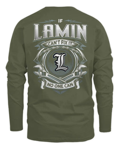 LAMIN AP81-K4-626 - Personalized Ahmed Quote Apparel “If Ahmed Can't Fix It, No One Can” - Men's Long Sleeved T-Shirt - Military Green
