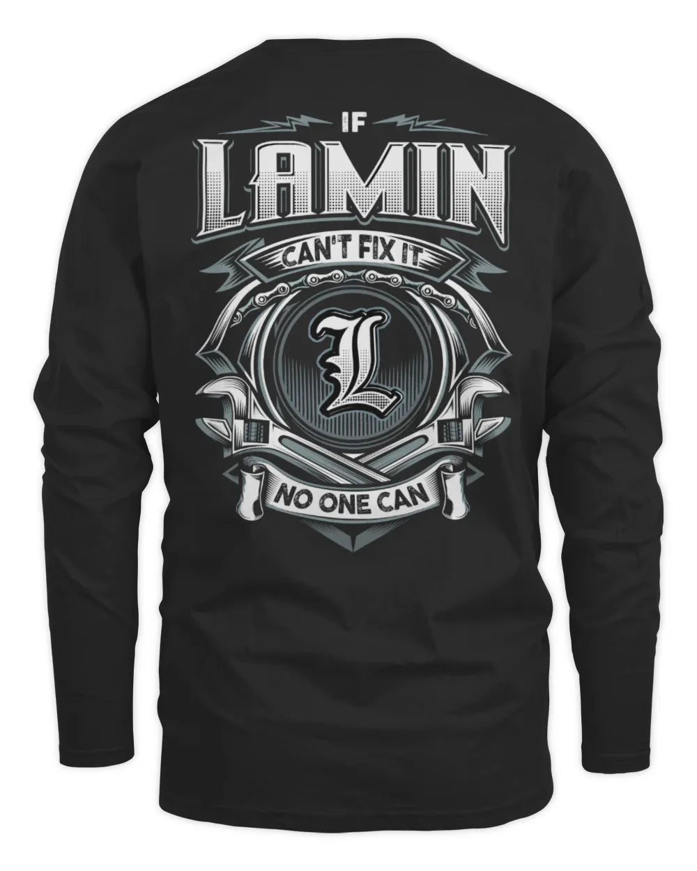 LAMIN AP81-K4-626 - Personalized Ahmed Quote Apparel “If Ahmed Can't Fix It, No One Can” - Men's Long Sleeved T-Shirt - Black
