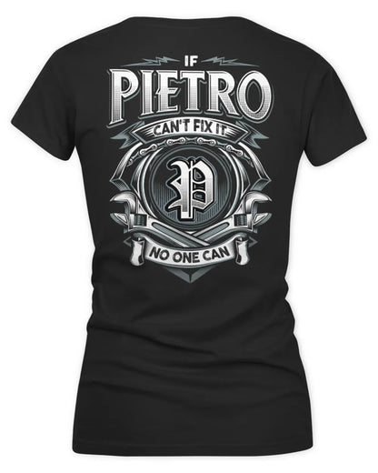 PIETRO AP81-K4-626 - Personalized Ahmed Quote Apparel “If Ahmed Can't Fix It, No One Can” - Women's V-Neck T-Shirt - Black