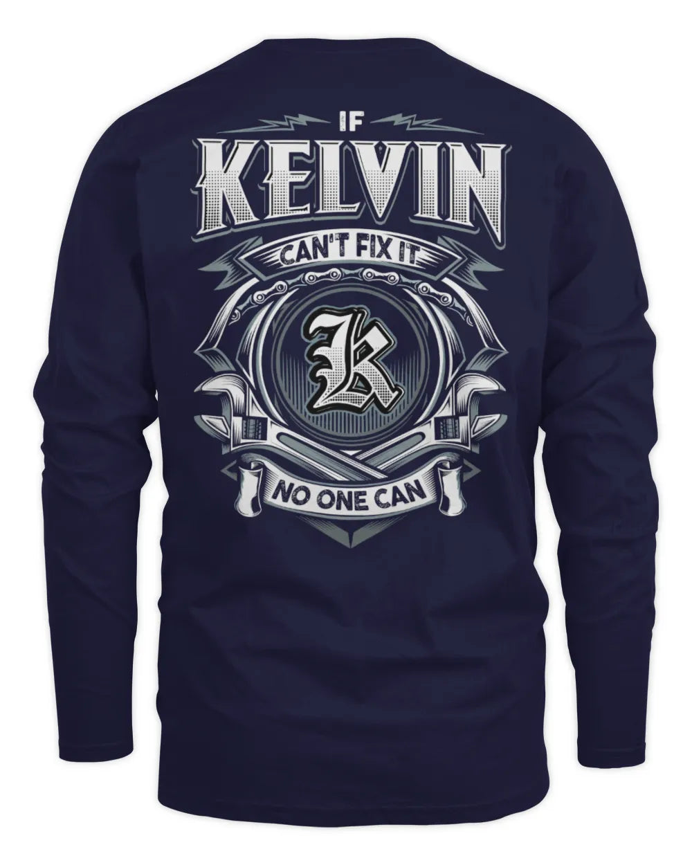 KELVIN AP81-K4-626 - Personalized Ahmed Quote Apparel “If Ahmed Can't Fix It, No One Can” - Men's Long Sleeved T-Shirt - Navy