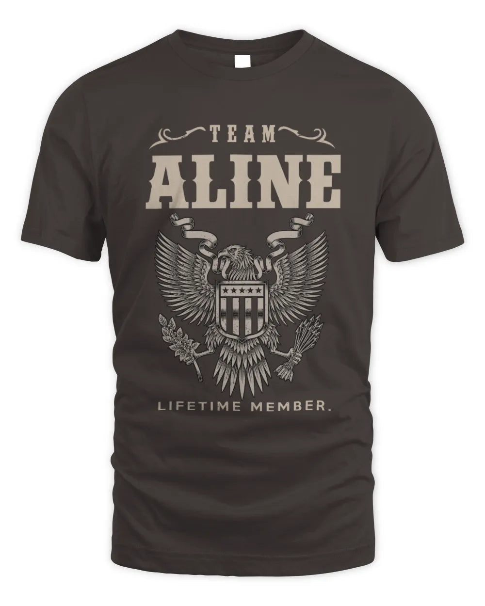 ALINE TP06-K82 – Personalized Classic Style Apparel “Team NAME Lifetime Member” - Unisex Standard T-Shirt - Dark Chocolate