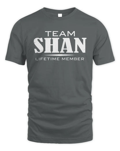 SHAN BL62-K4-128 - Personalized “Team NAME Lifetime Member” - Unisex Standard T-Shirt - Charcoal