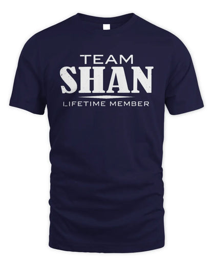 SHAN BL62-K4-128 - Personalized “Team NAME Lifetime Member” - Unisex Standard T-Shirt - Navy