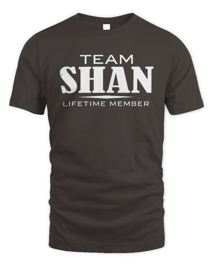 SHAN BL62-K4-128 - Personalized “Team NAME Lifetime Member” - Unisex Standard T-Shirt - Dark Chocolate
