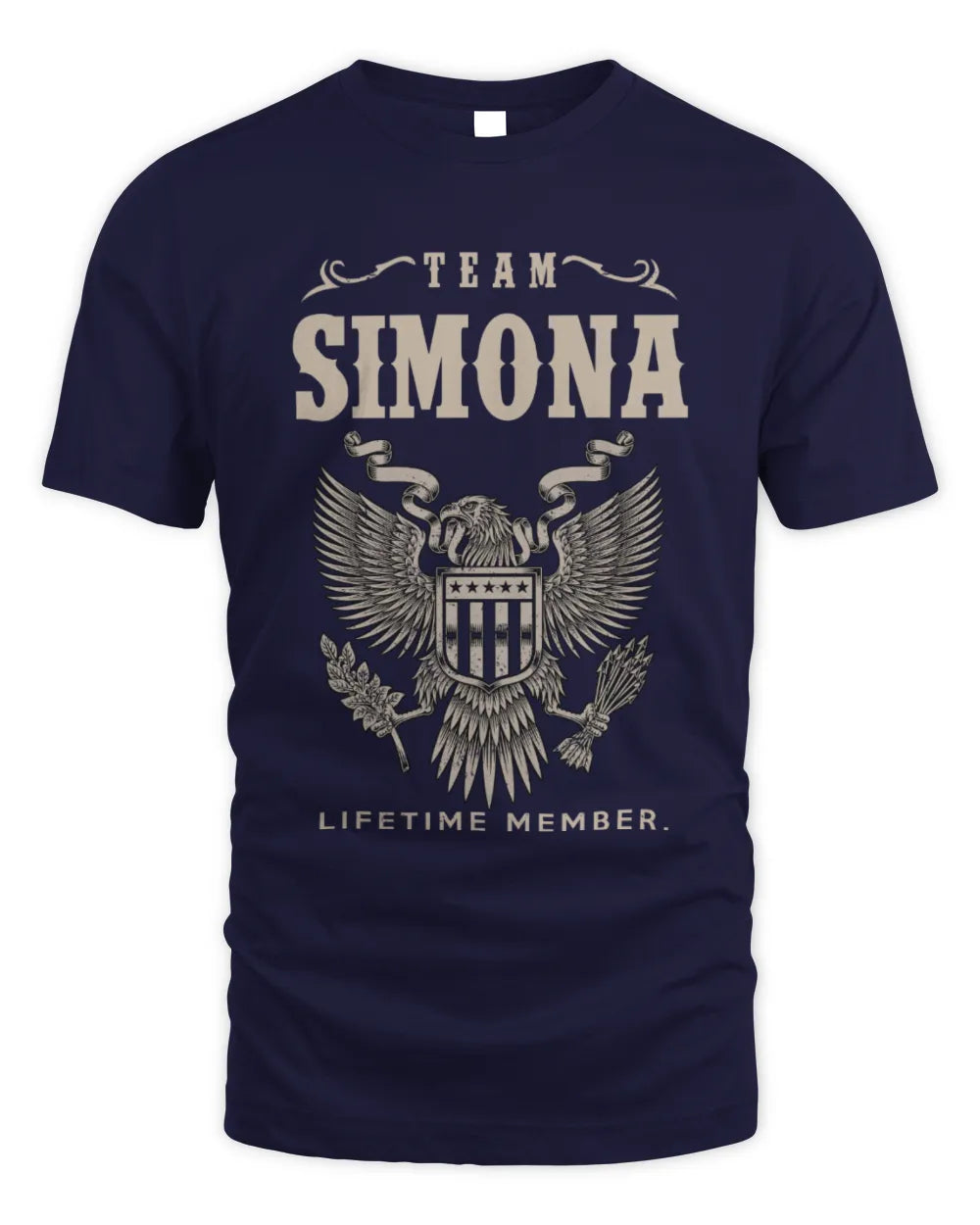 SIMONA TP06-K82 – Personalized Classic Style Apparel “Team NAME Lifetime Member” - Unisex Standard T-Shirt - Navy