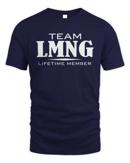 LMNG BL62-K4-128 - Personalized “Team NAME Lifetime Member” - Unisex Standard T-Shirt - Navy