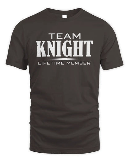 KNIGHT BL62-K4-128 - Personalized “Team NAME Lifetime Member” - Unisex Standard T-Shirt - Dark Chocolate