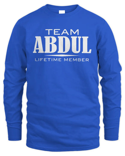ABDUL BL62-K4-128 - Personalized “Team NAME Lifetime Member” - Men's Long Sleeved T-Shirt - Royal