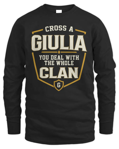 GIULIA NT1-K008 Cross A/An NAME, You Deal With the Whole Clan | Personalized Vintage T-Shirt - Men's Long Sleeved T-Shirt - Black