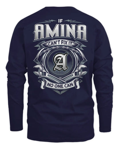AMINA AP81-K4-626 - Personalized Ahmed Quote Apparel “If Ahmed Can't Fix It, No One Can” - Men's Long Sleeved T-Shirt - Navy