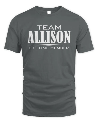 ALLISON BL62-K4-128 - Personalized “Team NAME Lifetime Member” - Unisex Standard T-Shirt - Charcoal
