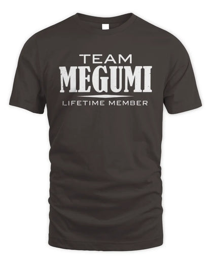 MEGUMI BL62-K4-128 - Personalized “Team NAME Lifetime Member” - Unisex Standard T-Shirt - Dark Chocolate