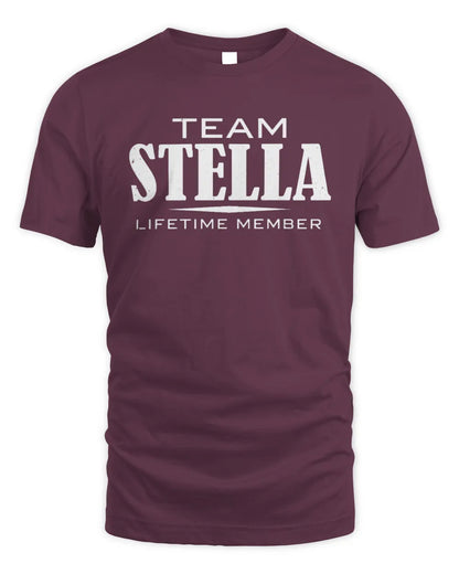 STELLA BL62-K4-128 - Personalized “Team NAME Lifetime Member” - Unisex Standard T-Shirt - Maroon