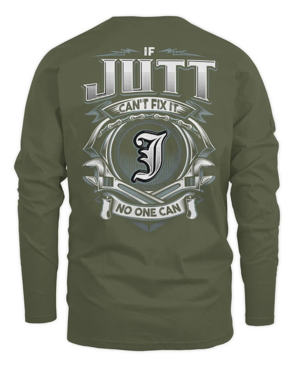 JUTT AP81-K4-626 - Personalized Ahmed Quote Apparel “If Ahmed Can't Fix It, No One Can” - Men's Long Sleeved T-Shirt - Military Green