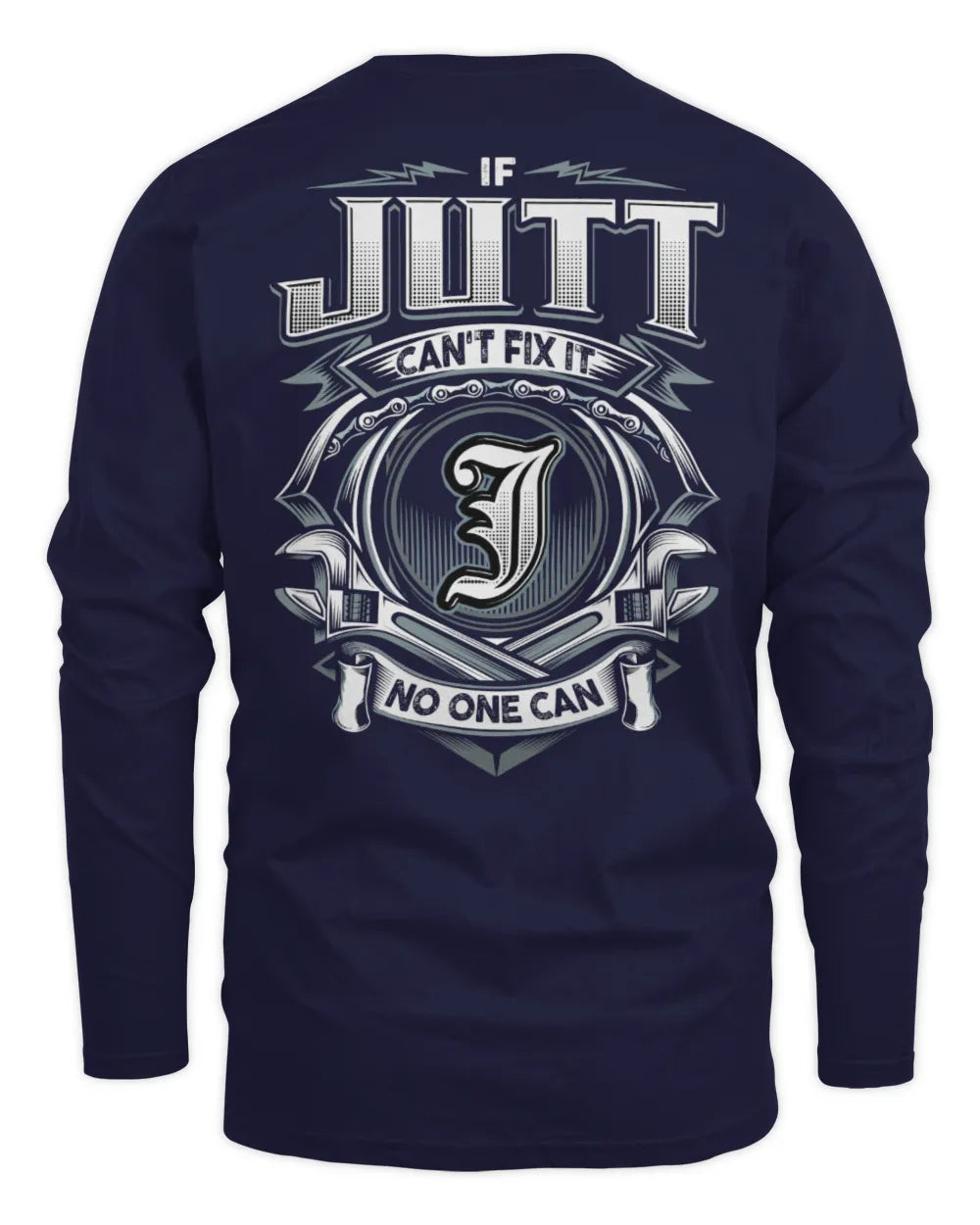 JUTT AP81-K4-626 - Personalized Ahmed Quote Apparel “If Ahmed Can't Fix It, No One Can” - Men's Long Sleeved T-Shirt - Navy