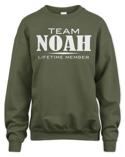 NOAH BL62-K4-128 - Personalized “Team NAME Lifetime Member” - Unisex Sweatshirt - Military Green