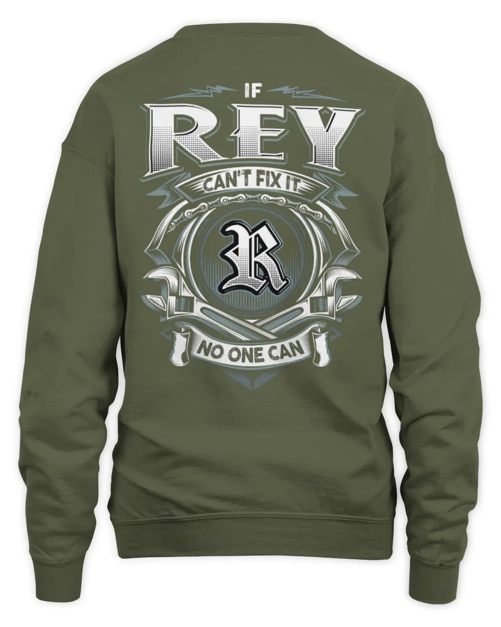 REY AP81-K4-626 - Personalized Ahmed Quote Apparel “If Ahmed Can't Fix It, No One Can” - Unisex Sweatshirt - Military Green