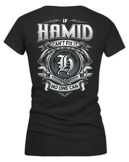 HAMID AP81-K4-626 - Personalized Ahmed Quote Apparel “If Ahmed Can't Fix It, No One Can” - Women's V-Neck T-Shirt - Black