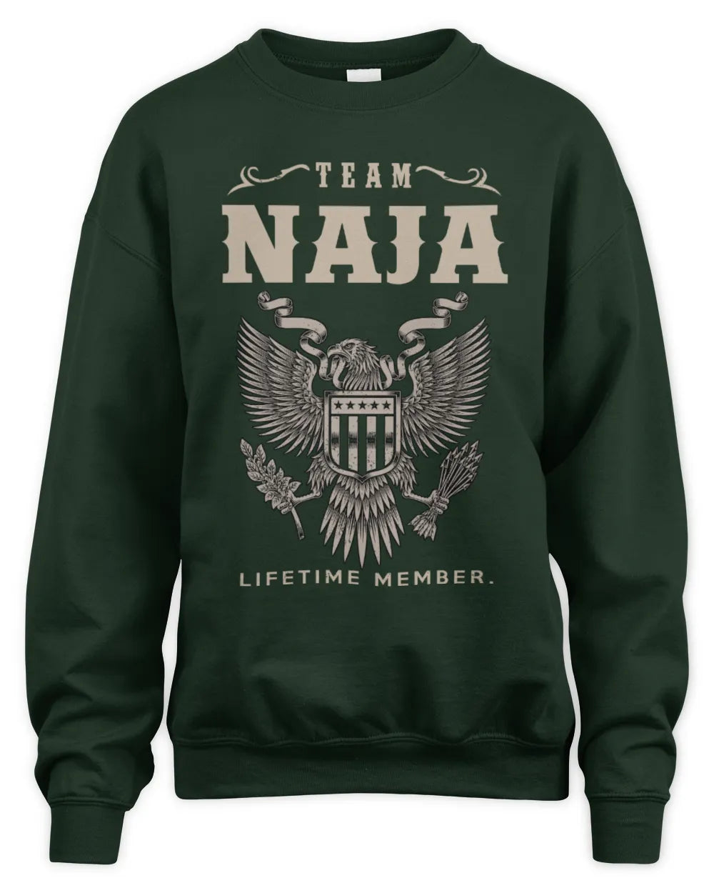 NAJA TP06-K82 – Personalized Classic Style Apparel “Team NAME Lifetime Member” - Unisex Sweatshirt - Forest Green