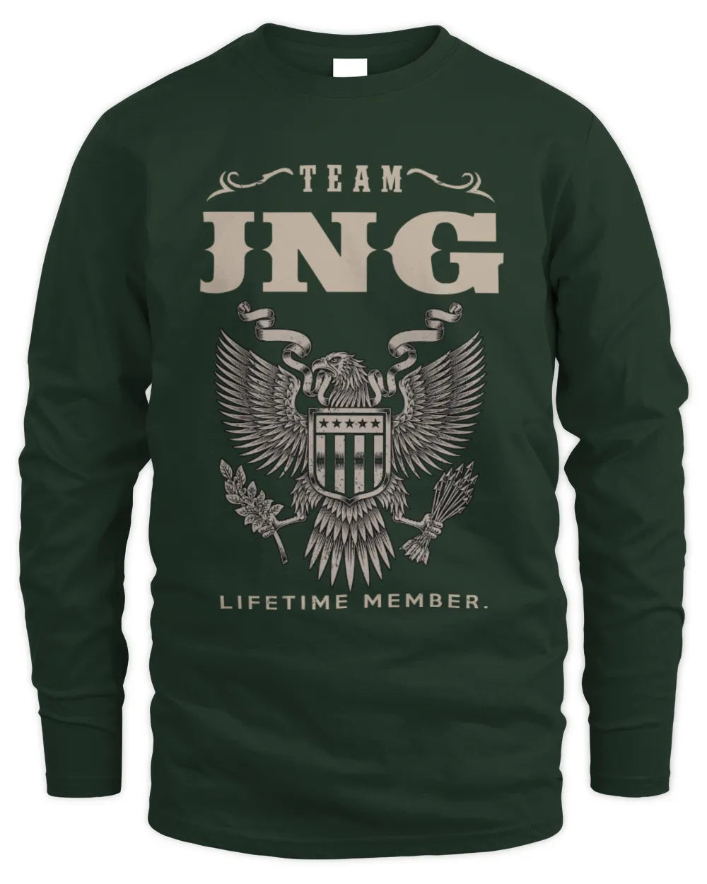 JNG TP06-K82 – Personalized Classic Style Apparel “Team NAME Lifetime Member” - Men's Long Sleeved T-Shirt - Forest Green