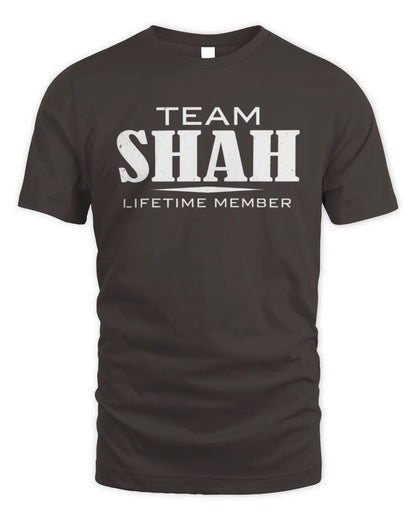 SHAH BL62-K4-128 - Personalized “Team NAME Lifetime Member” - Unisex Standard T-Shirt - Dark Chocolate