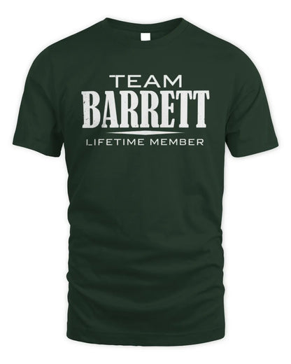 BARRETT BL62-K4-128 - Personalized “Team NAME Lifetime Member” - Unisex Standard T-Shirt - Forest Green