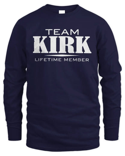 KIRK BL62-K4-128 - Personalized “Team NAME Lifetime Member” - Men's Long Sleeved T-Shirt - Navy