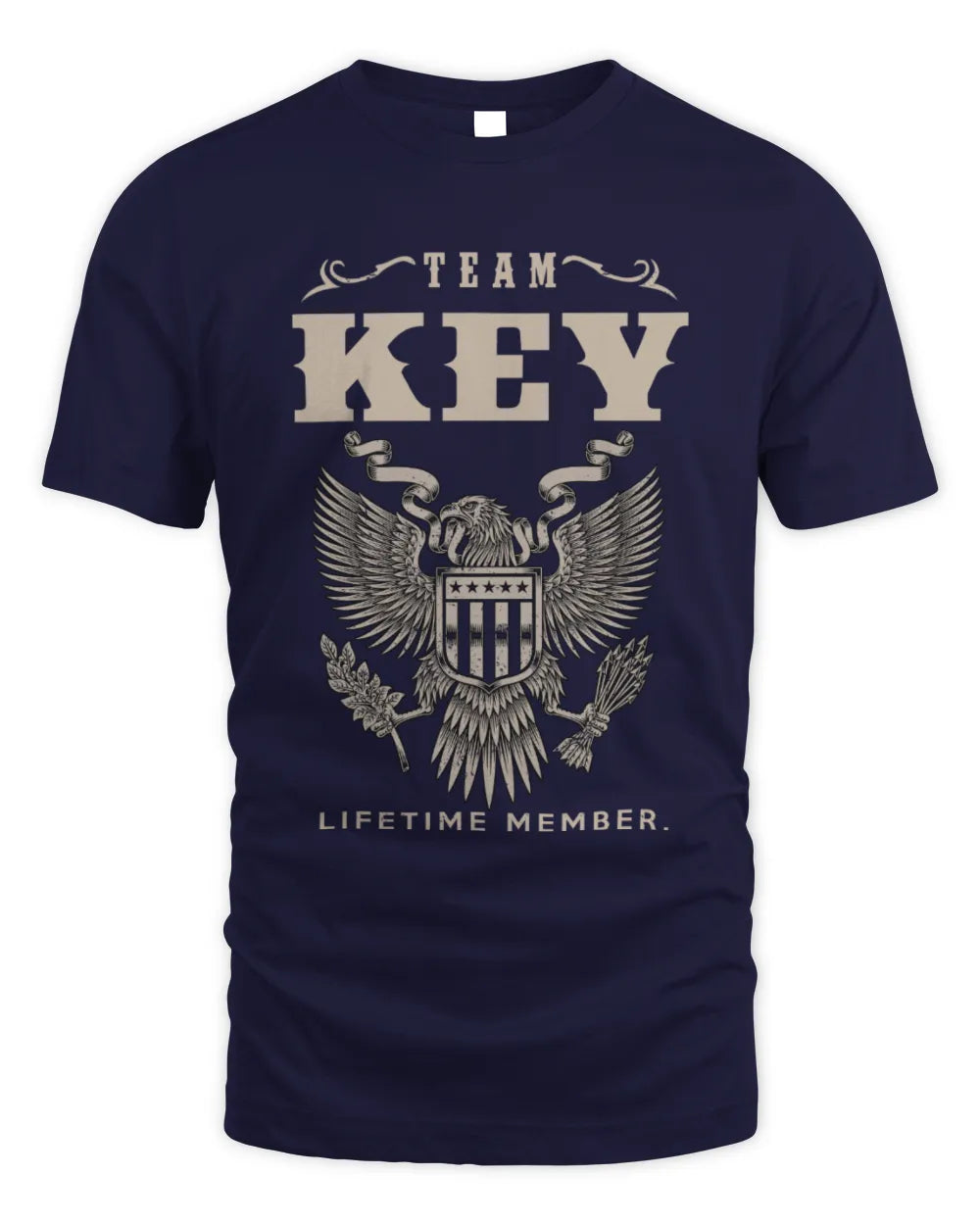 KEY TP06-K82 – Personalized Classic Style Apparel “Team NAME Lifetime Member” - Unisex Standard T-Shirt - Navy