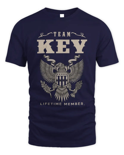KEY TP06-K82 – Personalized Classic Style Apparel “Team NAME Lifetime Member” - Unisex Standard T-Shirt - Navy