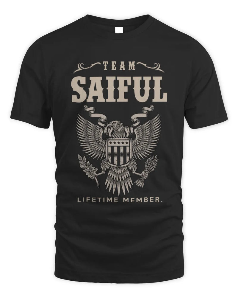 SAIFUL TP06-K82 – Personalized Classic Style Apparel “Team NAME Lifetime Member” - Unisex Standard T-Shirt - Black