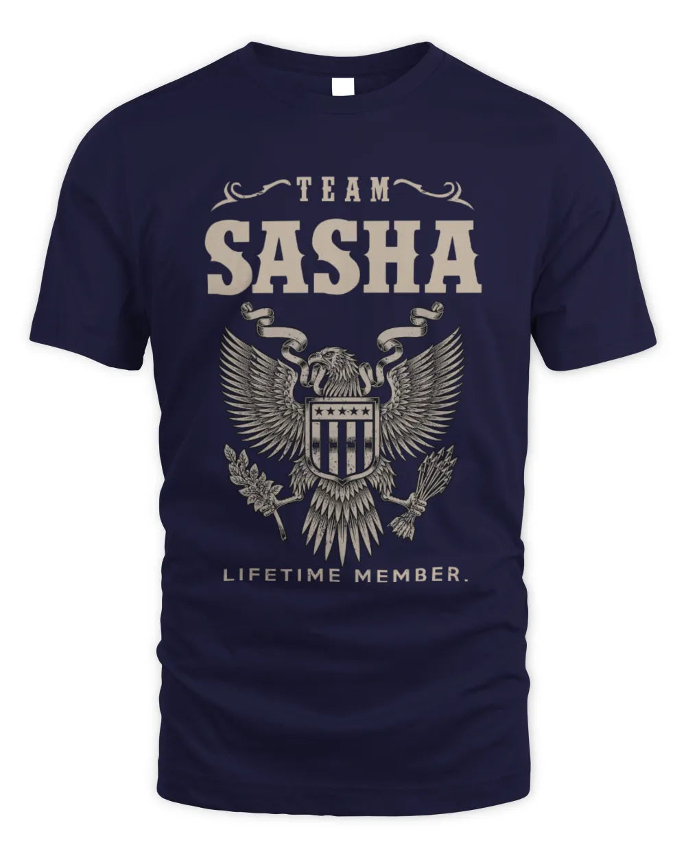 SASHA TP06-K82 – Personalized Classic Style Apparel “Team NAME Lifetime Member” - Unisex Standard T-Shirt - Navy
