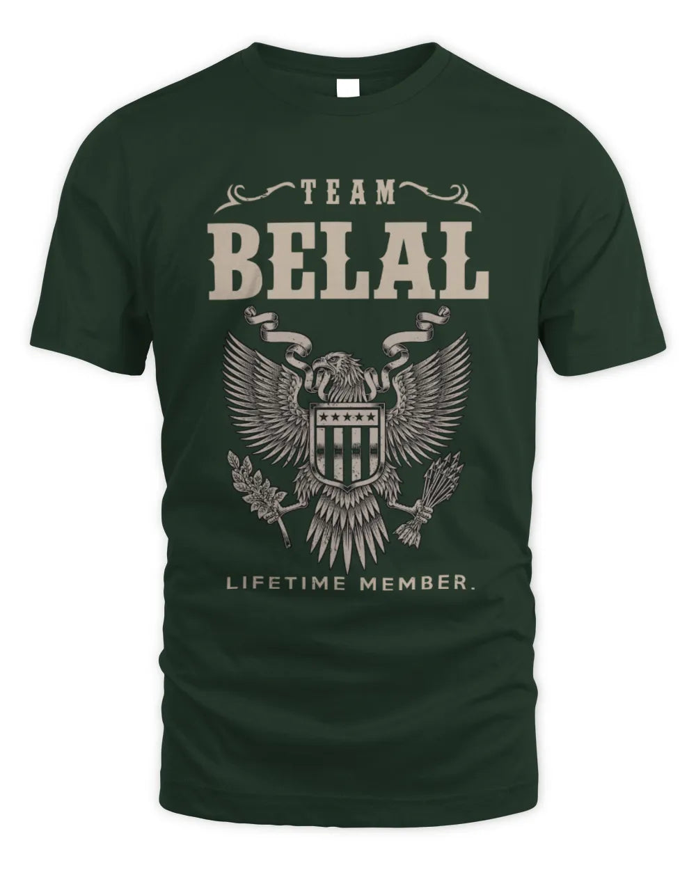 BELAL TP06-K82 – Personalized Classic Style Apparel “Team NAME Lifetime Member” - Unisex Standard T-Shirt - Forest Green