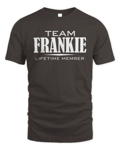 FRANKIE BL62-K4-128 - Personalized “Team NAME Lifetime Member” - Unisex Standard T-Shirt - Dark Chocolate
