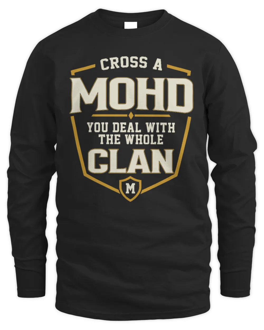 MOHD NT1-K008 Cross A/An NAME, You Deal With the Whole Clan | Personalized Vintage T-Shirt - Men's Long Sleeved T-Shirt - Black