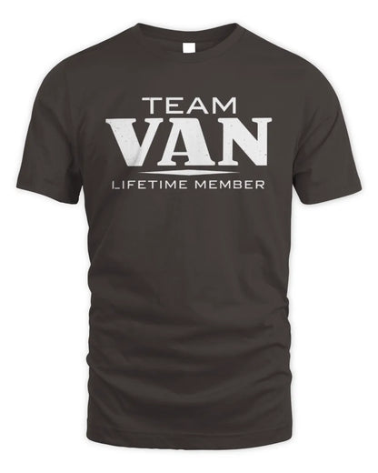 VAN BL62-K4-128 - Personalized “Team NAME Lifetime Member” - Unisex Standard T-Shirt - Dark Chocolate