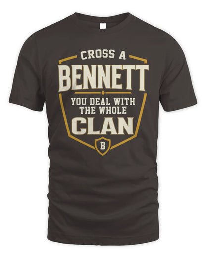 BENNETT NT1-K008 Cross A/An NAME, You Deal With the Whole Clan | Personalized Vintage T-Shirt - Unisex Standard T-Shirt - Dark Chocolate