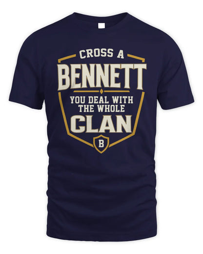 BENNETT NT1-K008 Cross A/An NAME, You Deal With the Whole Clan | Personalized Vintage T-Shirt - Unisex Standard T-Shirt - Navy