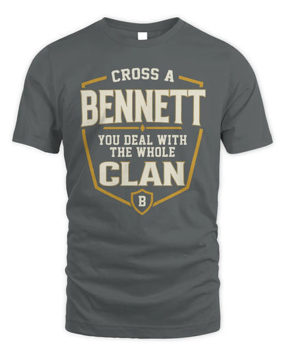 BENNETT NT1-K008 Cross A/An NAME, You Deal With the Whole Clan | Personalized Vintage T-Shirt - Unisex Standard T-Shirt - Charcoal