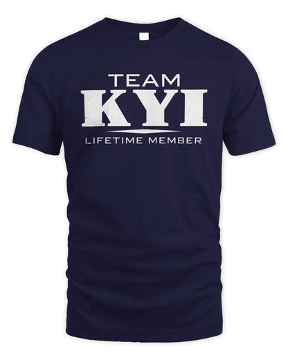 KYI BL62-K4-128 - Personalized “Team NAME Lifetime Member” - Unisex Standard T-Shirt - Navy