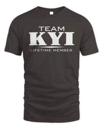 KYI BL62-K4-128 - Personalized “Team NAME Lifetime Member” - Unisex Standard T-Shirt - Dark Chocolate