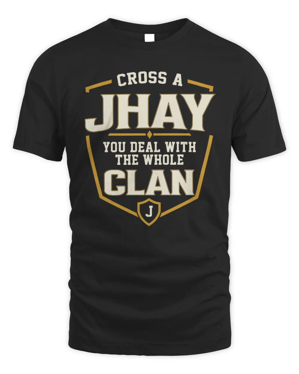 JHAY NT1-K008 Cross A/An NAME, You Deal With the Whole Clan | Personalized Vintage T-Shirt - Unisex Standard T-Shirt - Black